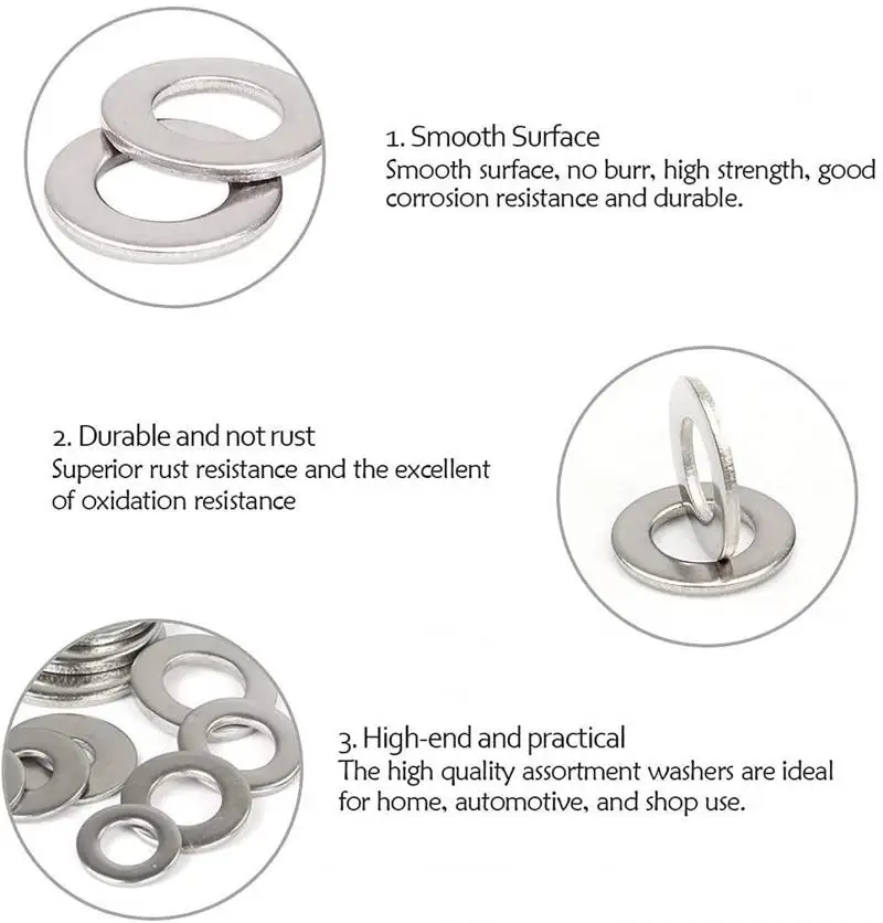 5-100PC In Acciaio Rondella M1.6 M2 M2.5 M3 M4 M5 M6 M8 M10 M12 M14-M18 304 In Acciaio Inox di Grandi Dimensioni Rondella Guarnizione