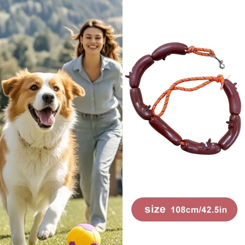 Dog Walking Rope for Daily Walks, Sausage-Link Pet Leash with Rope Section, Metal Hook and Light Carry Support Daily D2RD