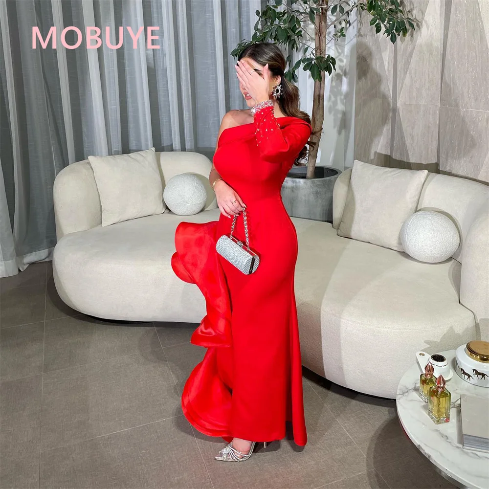 MOBUYE-Robe de Bal Arabe à Manches sulfpour Femme, Tenue de Soirée Élégante à la Mode, Dubaï, 2024