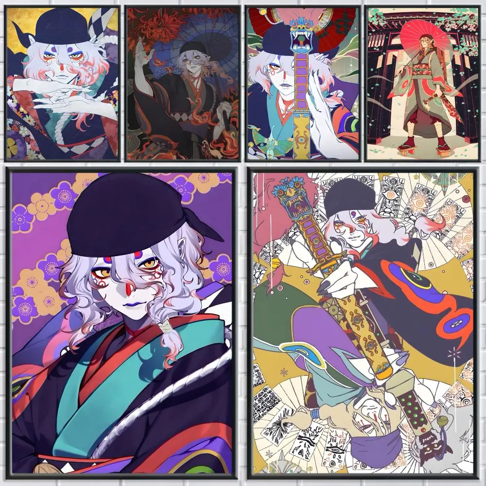 Póster japonés Mononoke Ayakashi HD, arte de pared impermeable versátil, decoración autoadhesiva para cualquier espacio, regalo Ideal