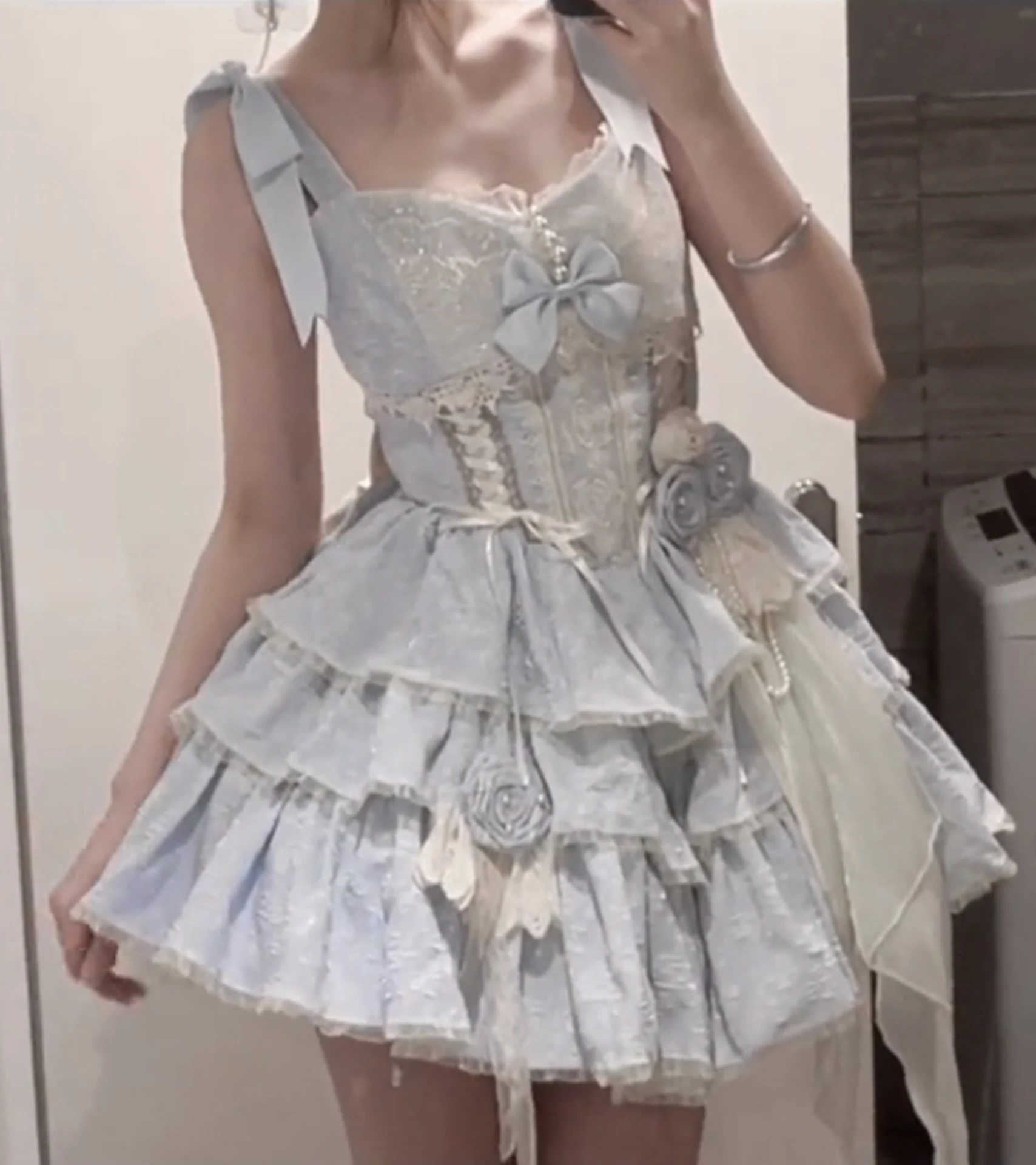 Blue Lolita Ballet Style Three-Section Dog Short JSK Dress Adult Ceremony Birthday