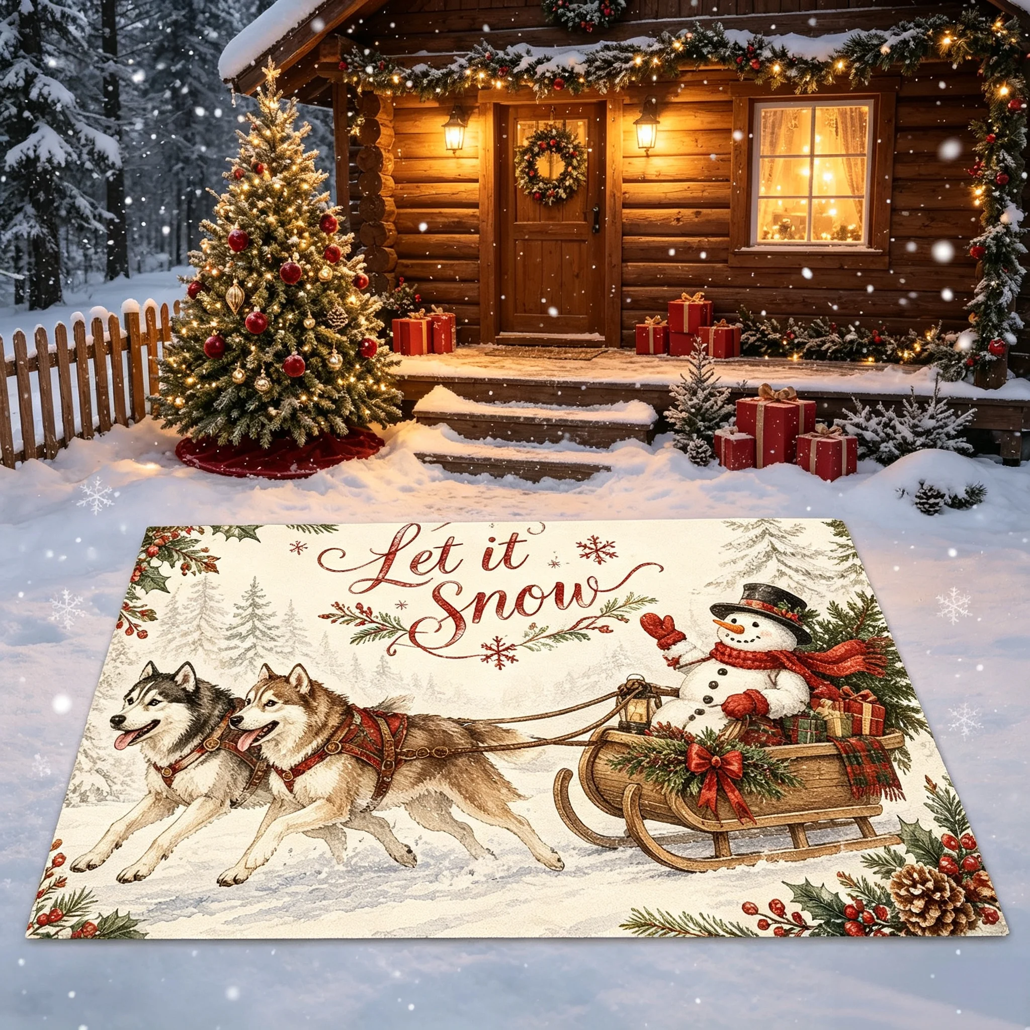 Three Christmas Gnomes Snowflake Dish Drying Mat Water Absorbent Kitchen Counter Pad Quick Dry Table Mat For Xmas Home Decor