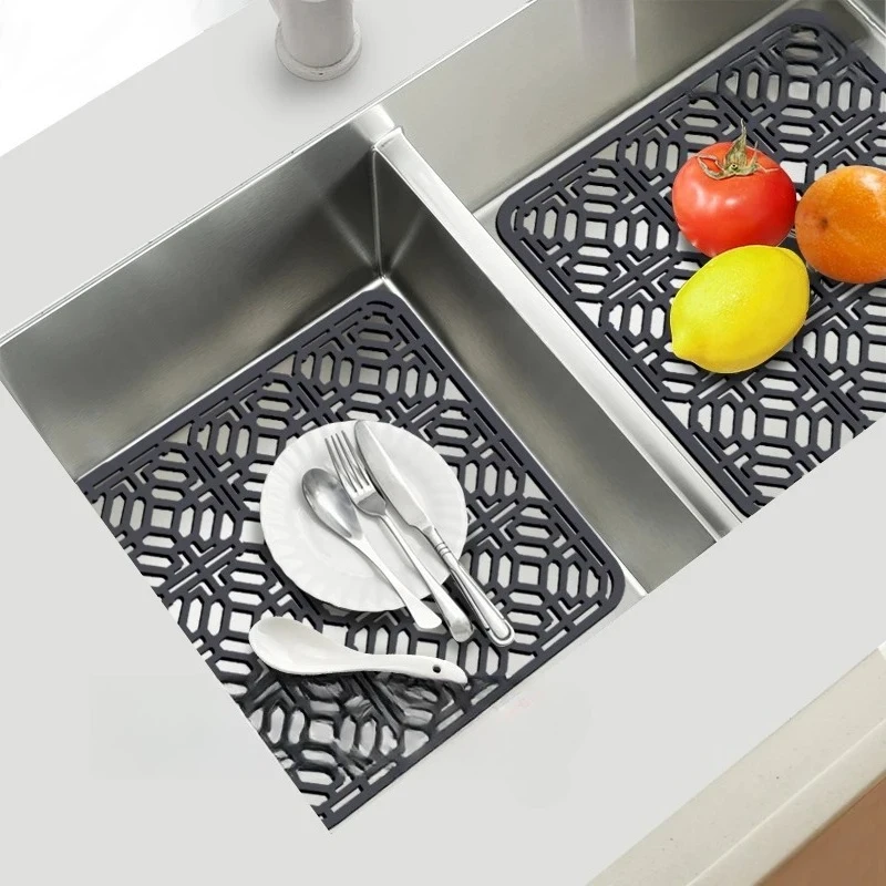 Silicone Drain Mat Heat Insulated Pad Kitchen Sink Protector Hollow Sink Mat Countertop Mats Kitchen Protection Countertop Mats