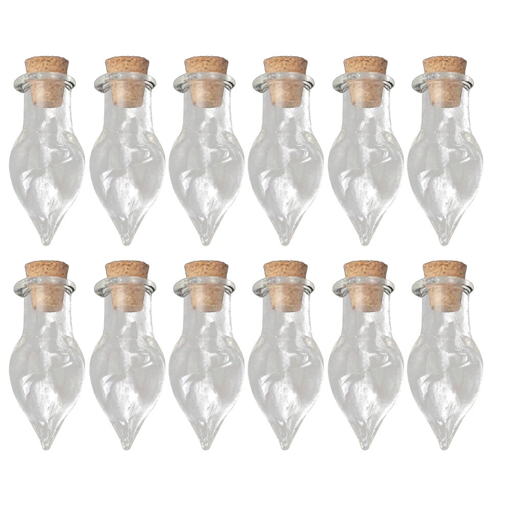 

32Pcs Glass Bottle Charms Teardrop Shaped Mini Bottles for DIY Crafts Decorative Storage Sand Art Jar Gift Corked Small