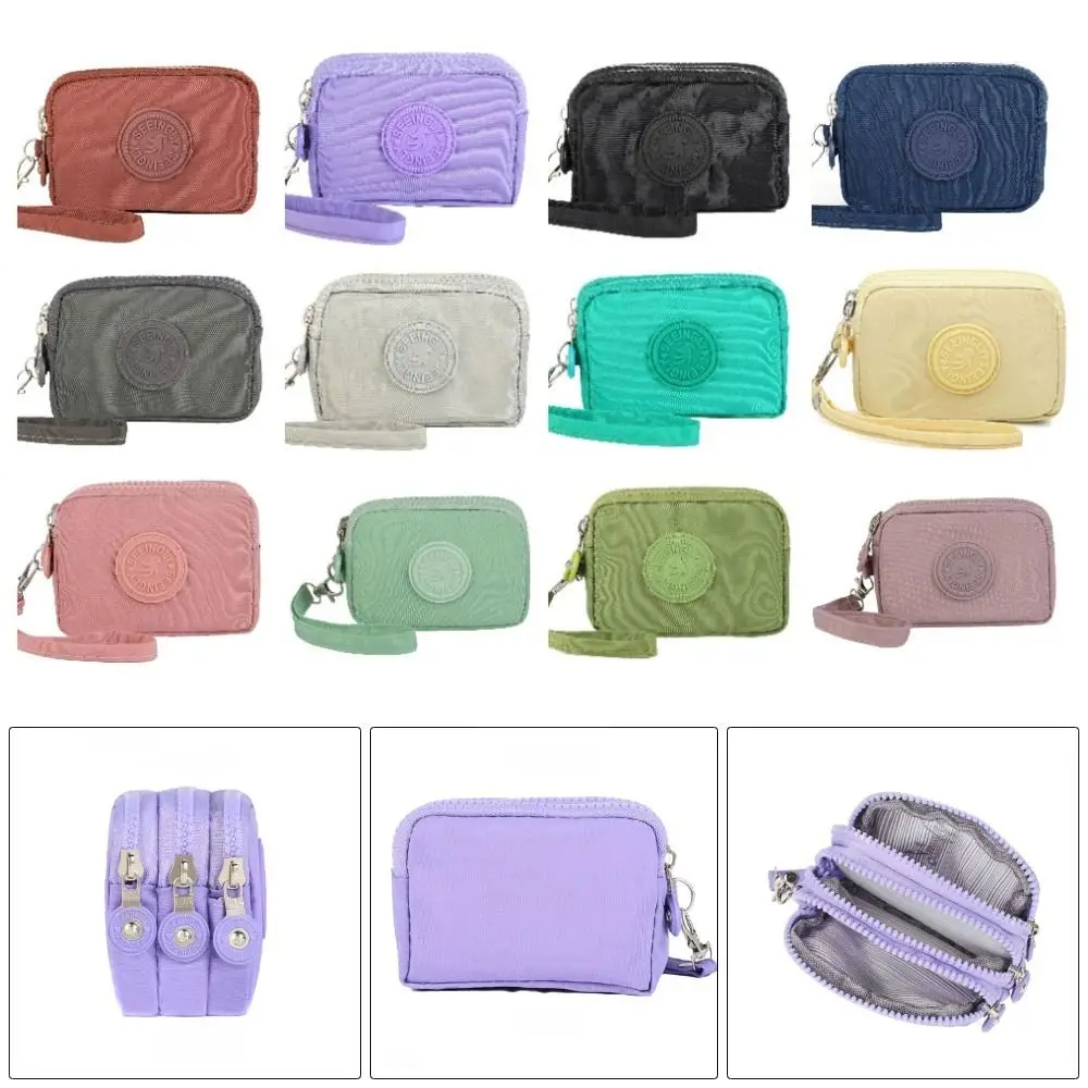 1Pcs Card Holder Coin Bags Large Capacity Zipper Coin Purse Three Layers Waterproof Coin Wallet