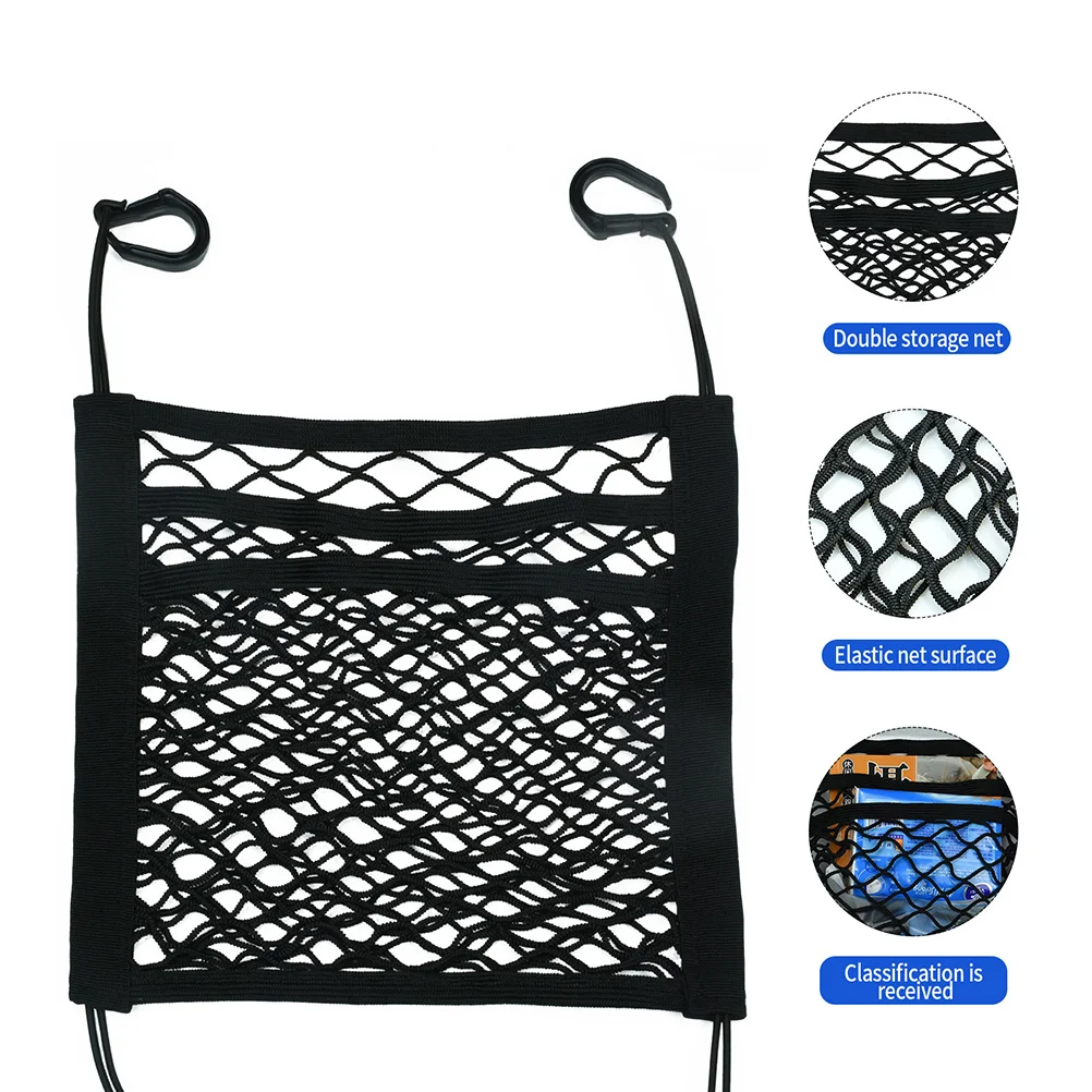 

Storage Net Pocket Double Layer Mesh Organizer Large Capacity For Front Seat Gap Car Hanging Pouch Auto Seat Storage Bag