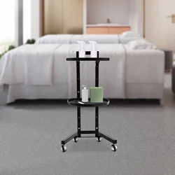 2-stufiger rollender Salonwagen aus Metall, Salonablage aus Edelstahl mit Rädern, faltbare schwarze Nutzwagen, SPA-Friseurwerkzeuge