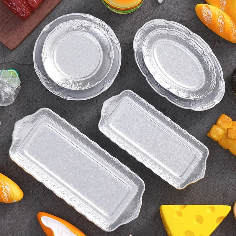 

10Pcs Dollhouse Miniature Accessories Mini Dessert Elliptical Plate Simulation Kitchen Dish Toys For Doll House Decor