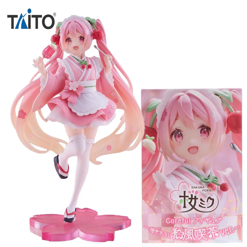 In Stock TAiTO Coreful Hatsune Miku Sakura Miku Wafuu Kissa Maid Ver. PVC 18CM Anime Action Figures Model Collection Toy