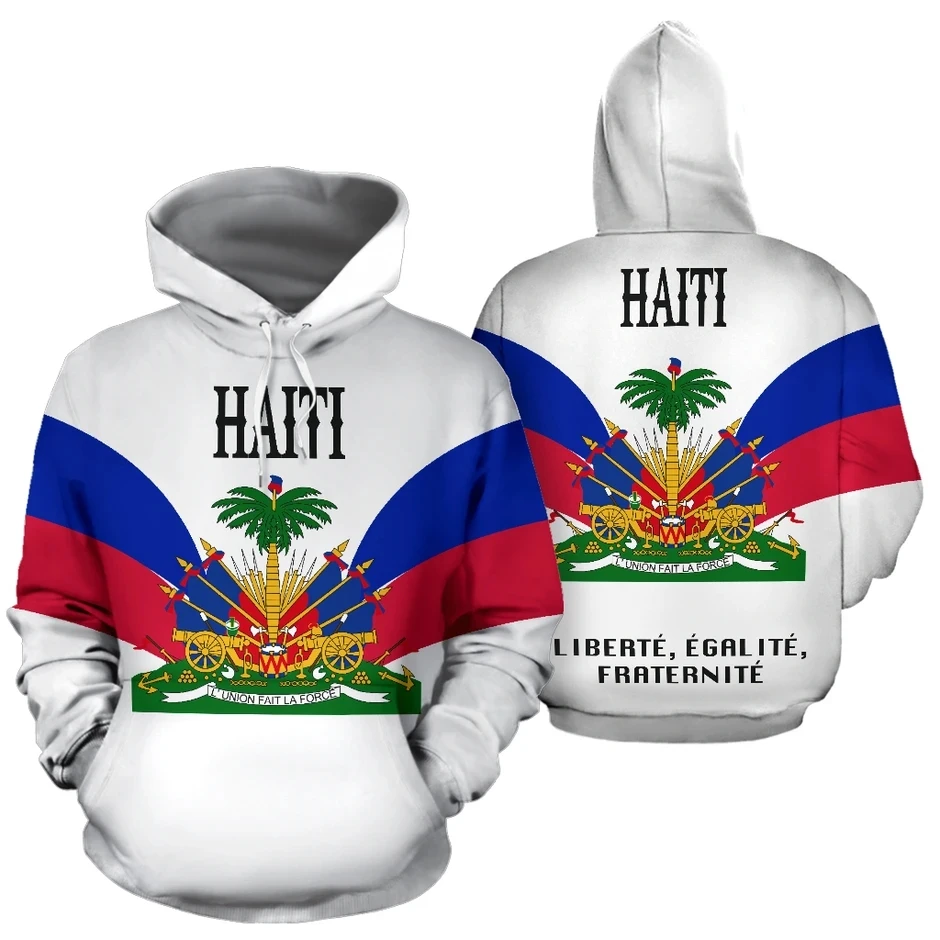 Sudadera con capucha para hombre y mujer, suéter con estampado de bandera de país, Mar caribeño, Isla de Haiti, Retro, chándal,