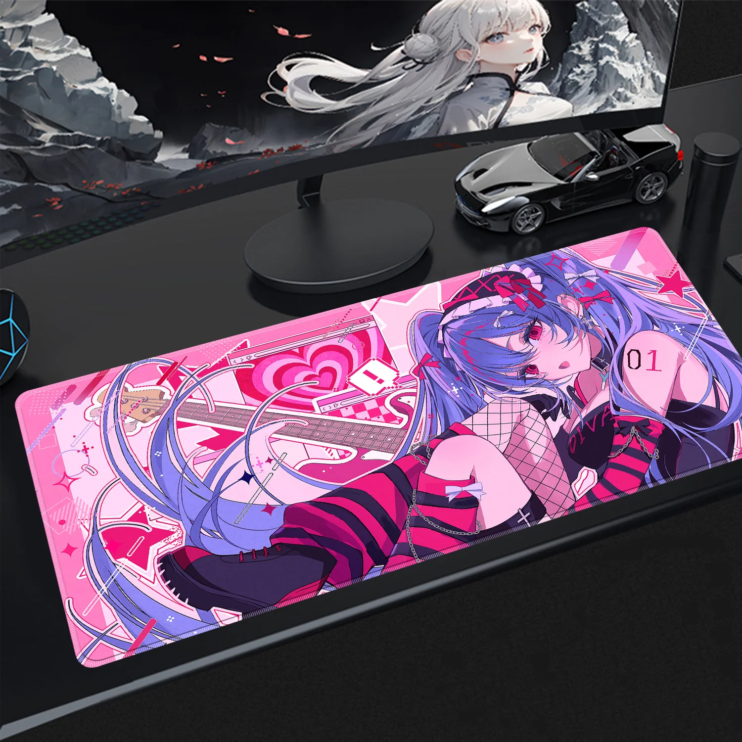 Beliebtes virtuelles Diva-Mauspad von H-Hatsune, niedliches Miku-Mauspad mit rutschfestem Gummirand, Spielmatten für Notebook-PCs