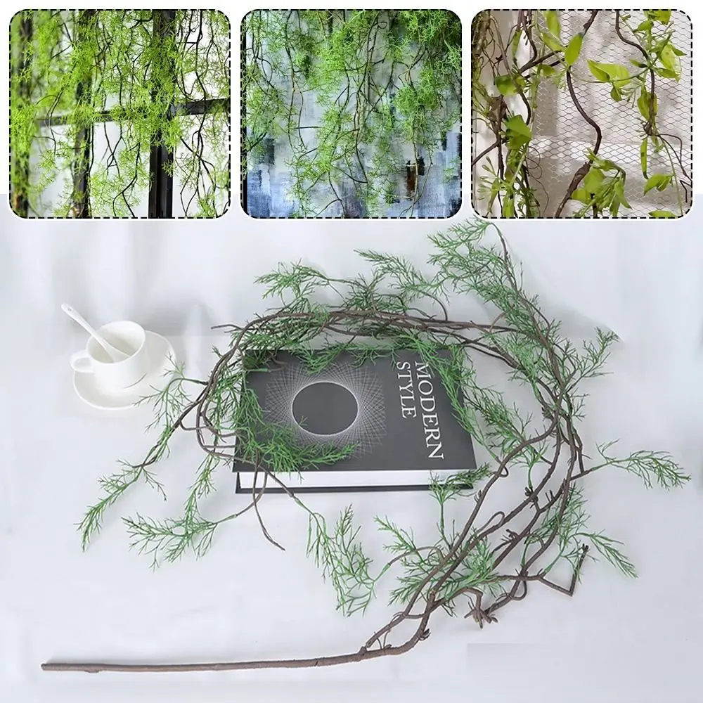 Vine de hueso negro Artificial verde, 145cm, simulación artesanal, espárragos lucidos, accesorios para fotos, hojas verdes, vid