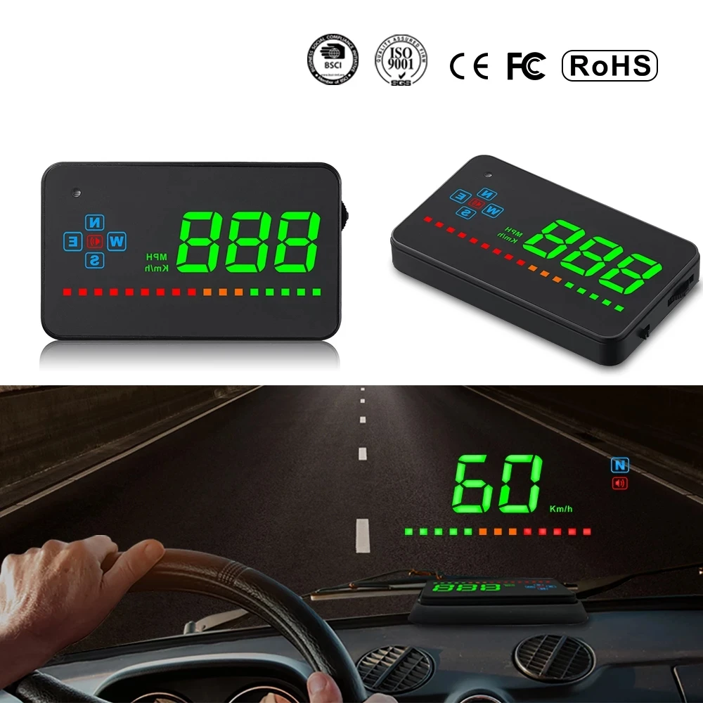 A2 Universal Head Up Display Auto HUD Compatible with All Car Speed Projector GPS Dual Mode A2 Car Digital Speedometer