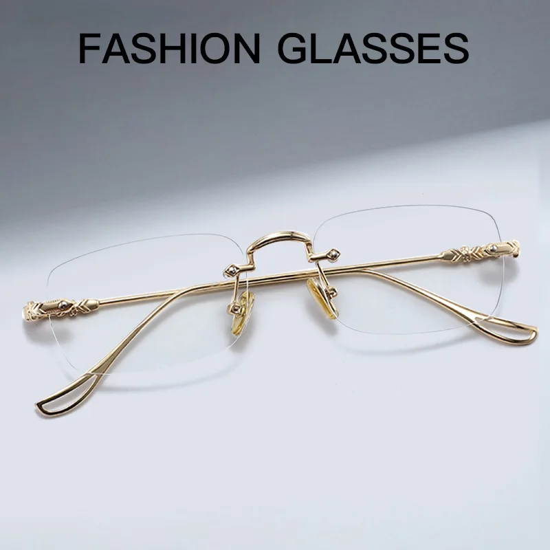 

Безрамные очки с блокировкой синего света, квадратные прозрачные очки, персонализированная металлическая деловая оправа