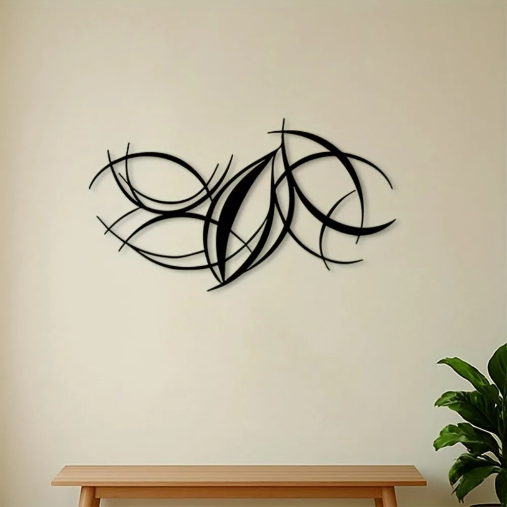 Modern Curved Metal Wall Art Durable Coating Iron Decor for Living Room Office Gallery Home Ornament