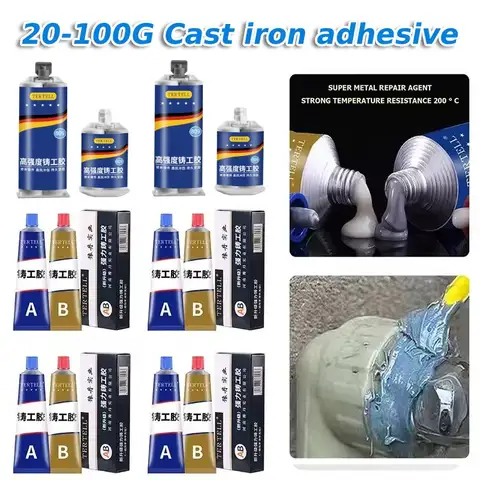 20/50/70/100g Colla per fonderia AB Colla Agente di riparazione Acciaio inossidabile Rame Perdite di alluminio Collegamento impermeabile Colla in ghisa metallica
