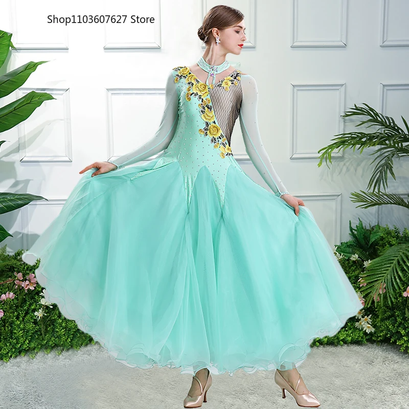 Modern dance competition dress, new ballroom dance, ballroom dance dress, performance dress, waltz dance dress