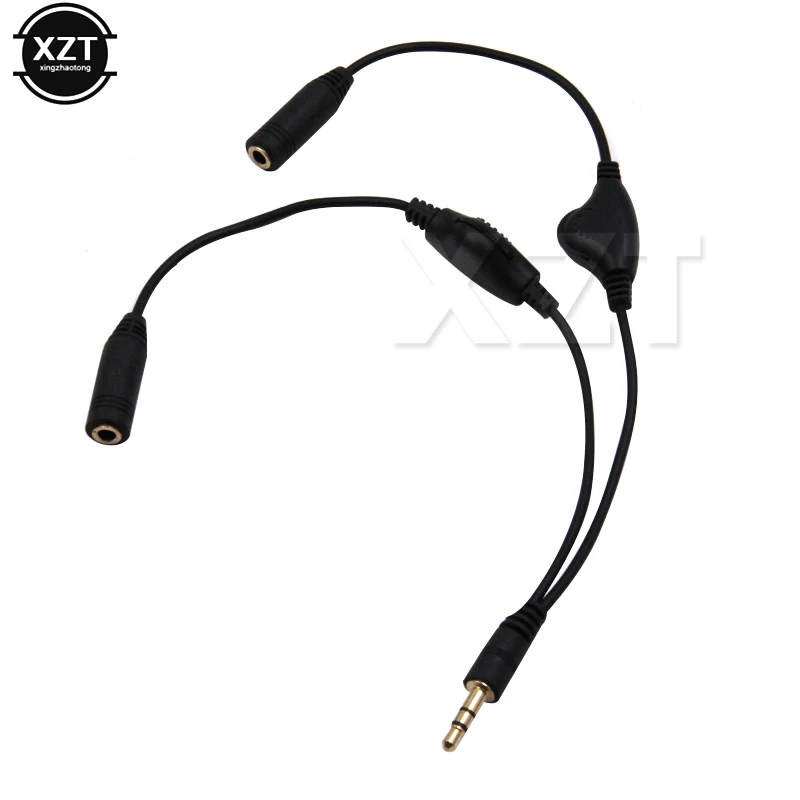 3.5mm Headphone Stereo Audio Y Splitter Cable Cord With Separate Volume Controls 3.5mm 1 Male to 2 Female AUX Cable