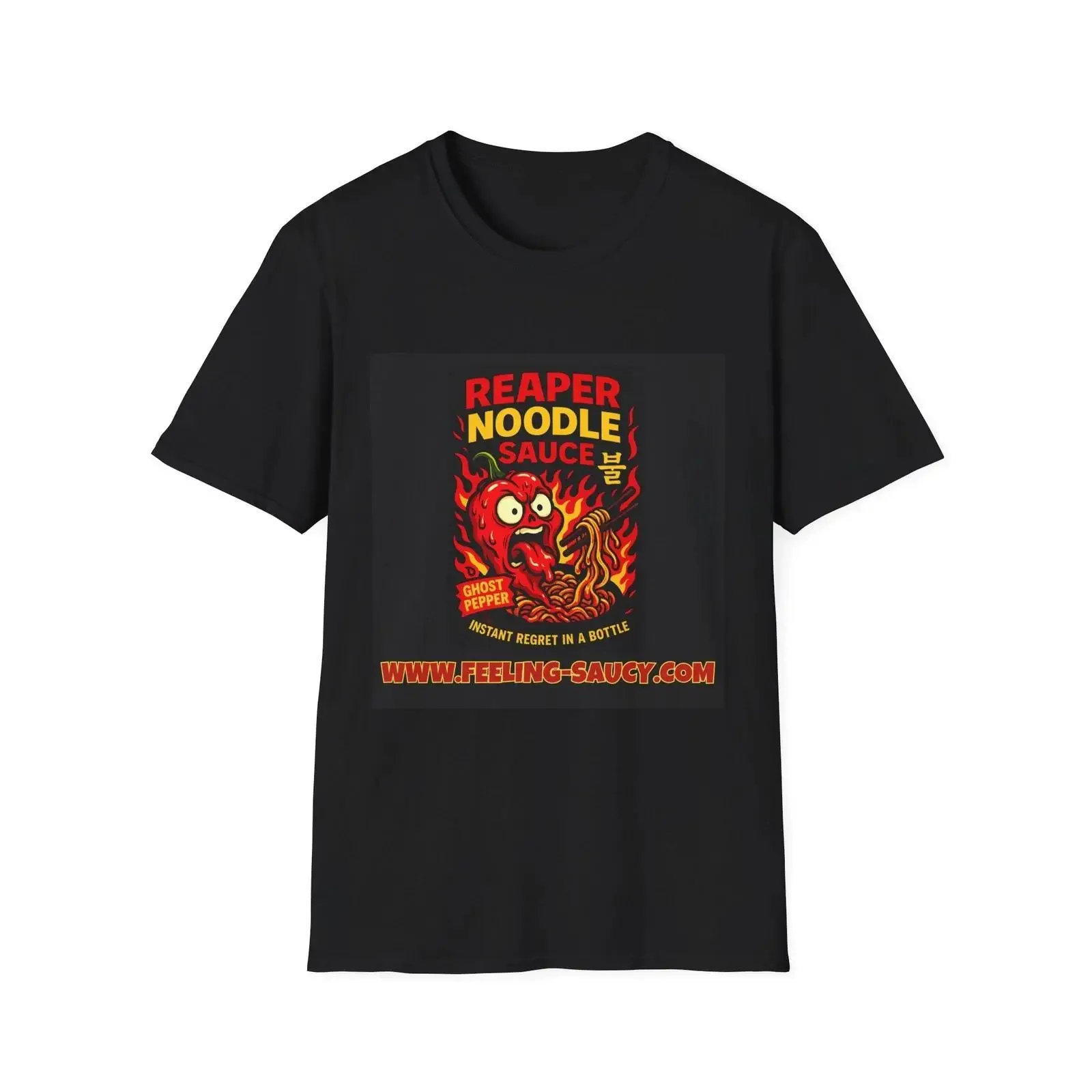 T Shirt Reaper Noodle Sauce Funny Spicy Ramen Feeling Saucy vintage Washed Stretched Casual graphic Stylish Soft Comfortable