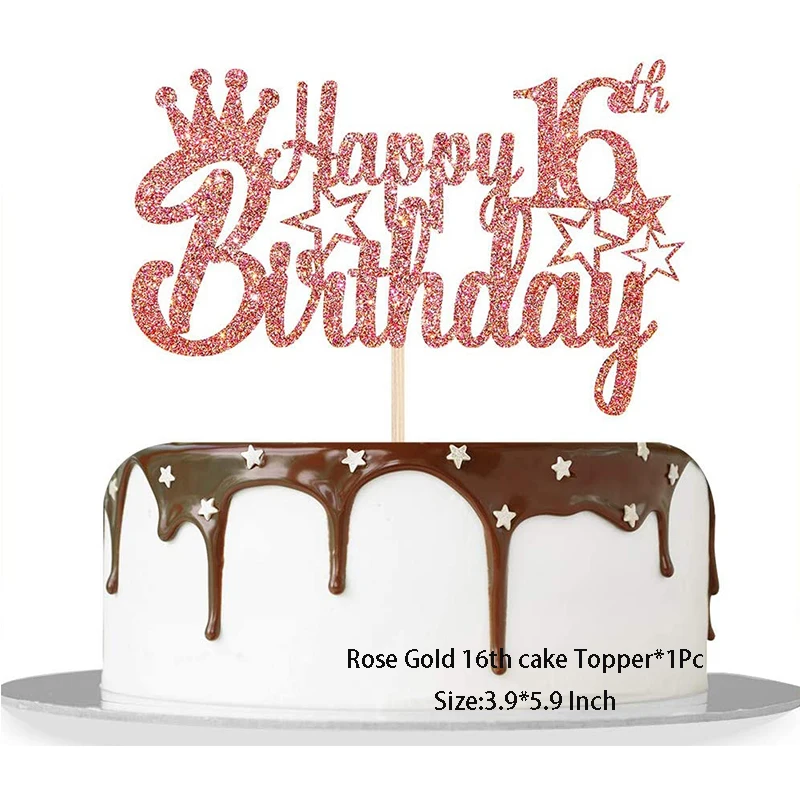 Schillernden Anzahl 16 Papier Sterne Dot Girlande Hängen Bunting für Süße Rose Gold 16th Glücklich 16st Geburtstag Jahrestag Party Decor – Detail 20