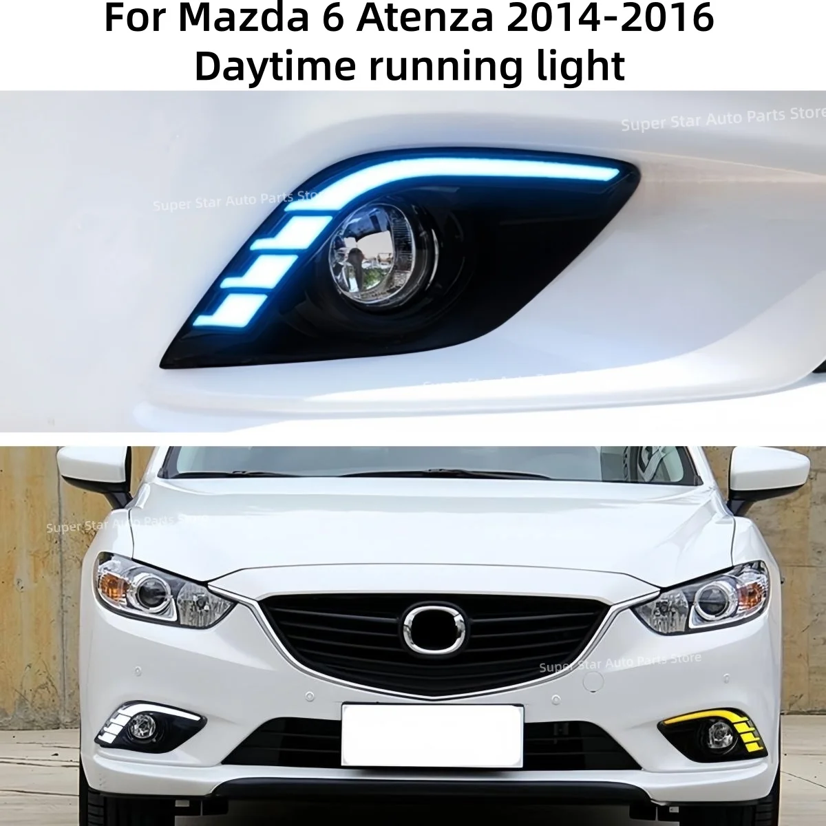 

Для Mazda 6 Atenza 2014-2016, 3 цвета, модифицированные дневные ходовые огни, противотуманные фары, динамические указатели поворота, декоративные световые элементы.