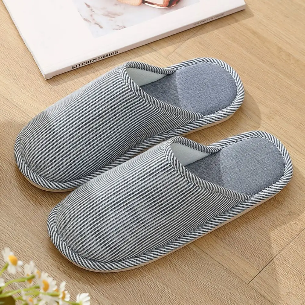 

Fashion Soft Home Slippers Non-slip Cotton Linen Winter Slippers Toe-wrapped Mute Cotton Slippers Unisex