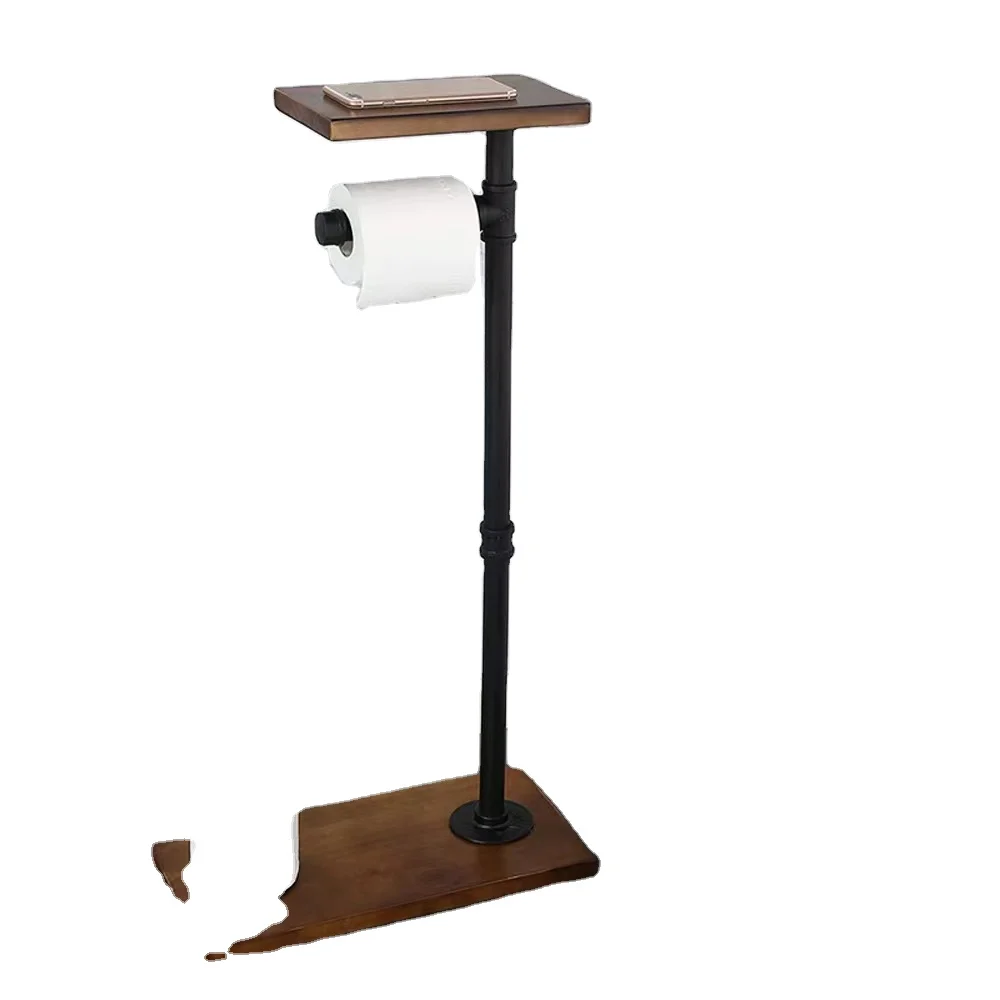 Black Toilet Paper with Phone Holder Bathroom Roll Freestanding Storage RV Accessories