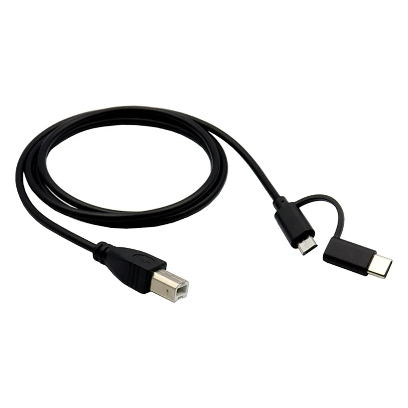 Micro Usb + TYPE C Male To USB 2.0 Type-B Male OTG USB B 2.0 Printer Cable for Phone Laptop Printer Scanner Electronic Piano