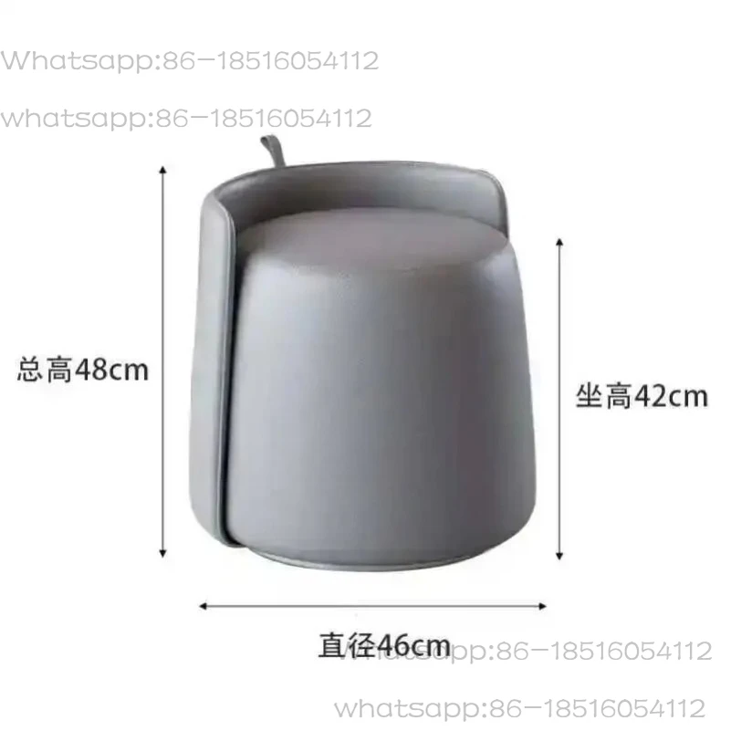 Low Solid Leather Living Leather Coffee Makeup Chair Stool Room Dressing Wooden Table Minimalist Backrest