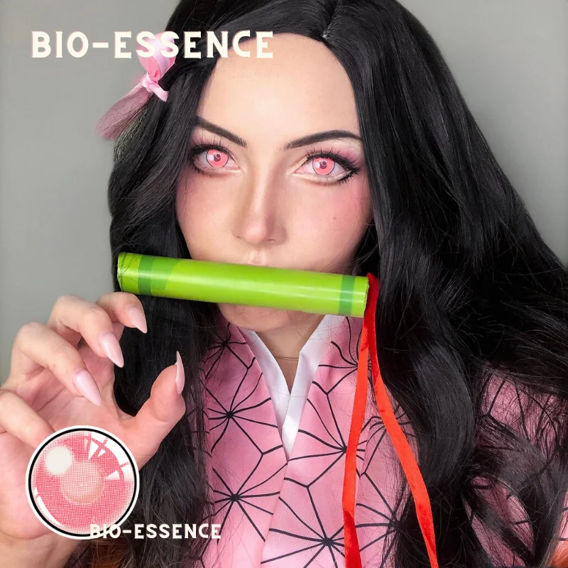 Bio-essence-lentes de contacto de Color para Cosplay, lentes de Anime de potencia, lentes rosas, Kitagawa, Marin, Makima