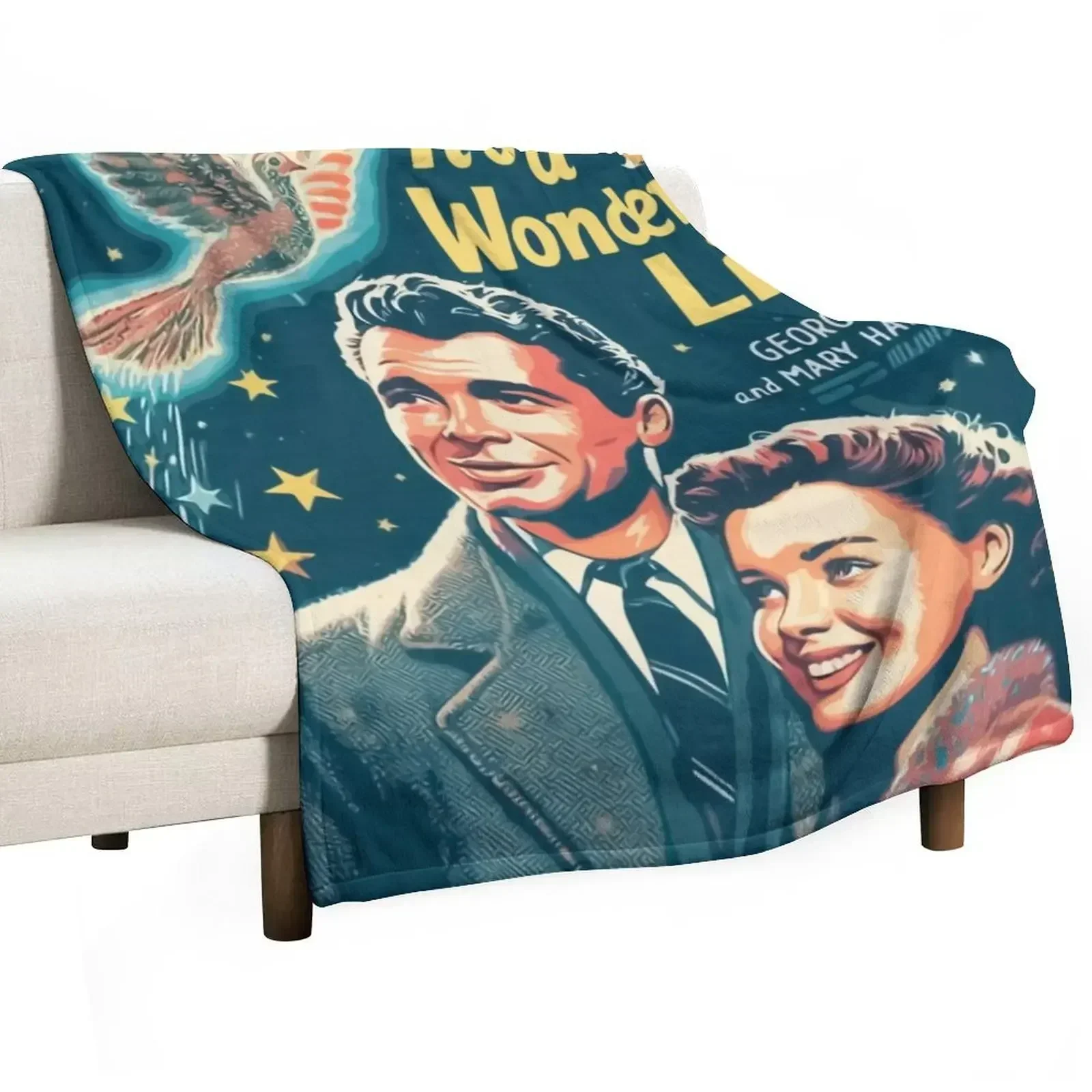 It's A Wonderful Life - Christmas Movie Every Time A Bell Rings An Angel gets its wings Vintage Throw Blanket Shaggy Blankets