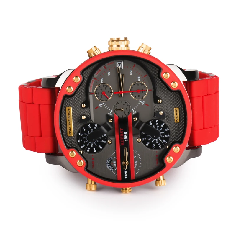 Reloj con correa de Gel de sílice para hombre y mujer, cronóscopo de cuarzo de diseño, cronógrafo de pulsera de cuatro esferas, negro y dorado