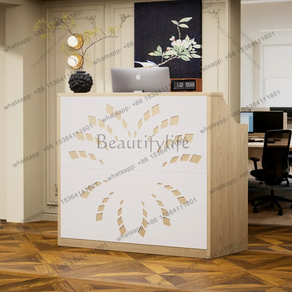 LSReception Desk with Storage Cabinet, Front Desk, Retail Checkout Counter- A Modern Reception Desk Suitable for Lobbies, Office
