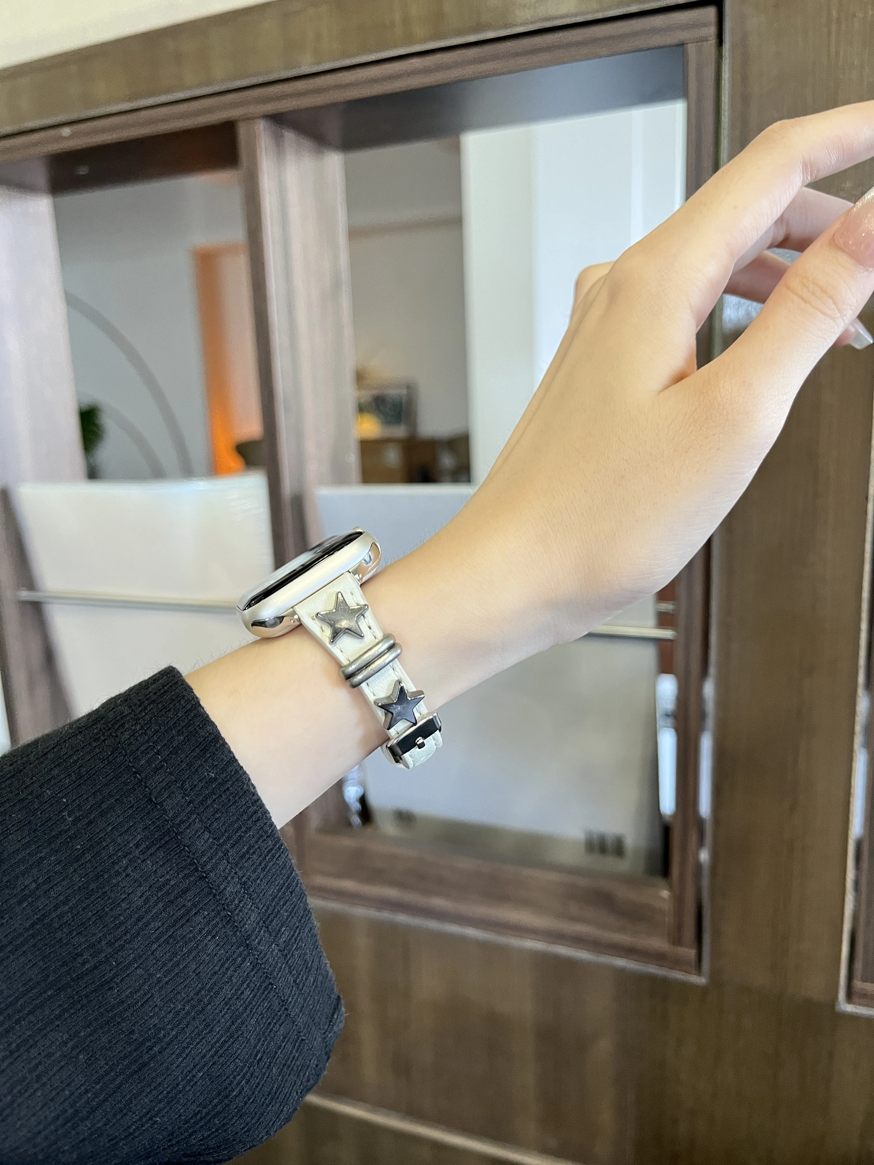 حلقة جلدية نجمة لساعة أبل الفرقة النساء الترا 10/9/8/7/6/5/4/3/2/1 SE 38 مللي متر 40 مللي متر 41 مللي متر 42 مللي متر 44 مللي متر 45 مللي متر 46 مللي متر