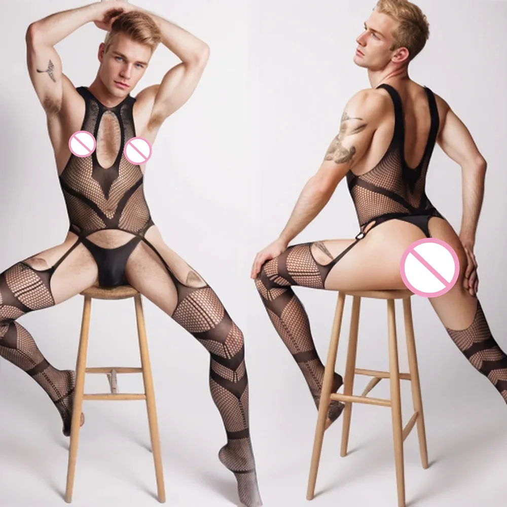 

Ultra Thin Men's Rompers Erotic Sleepwear Husband Sexy Pantyhose Adult Nightwear Fashion Nightclub Clothes Gay Sexy Date Clothes