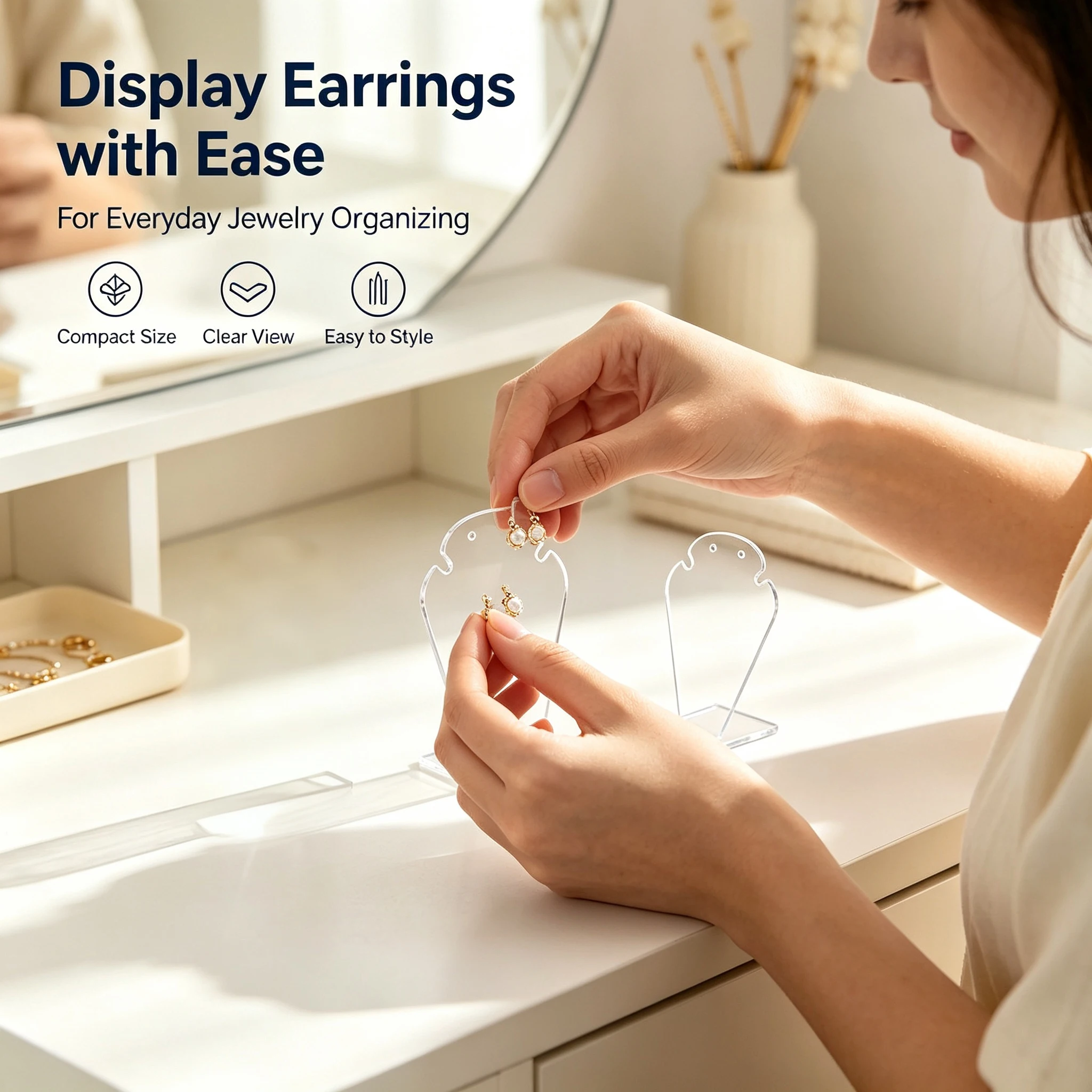 10 Pcs Clear Acrylic Jewelry Display Stands, Thickened High Transparency Integrated Molded Storage Boards, Necklace Earring Orga