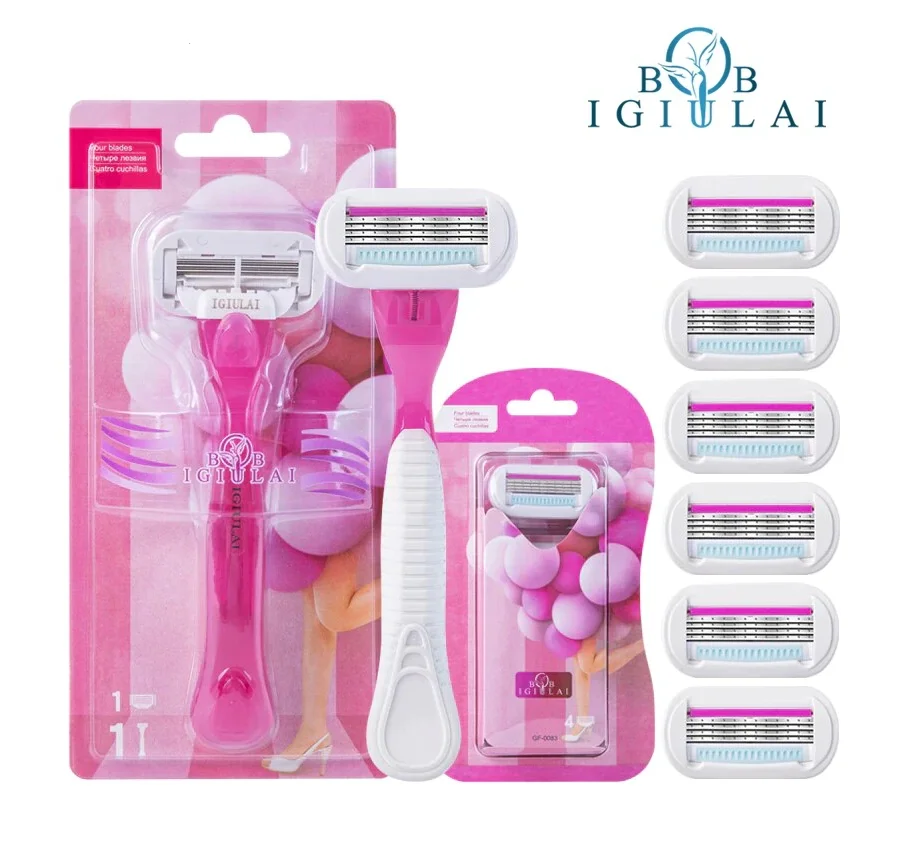 

бритва мужская станок для бриНовая женская четырехслойная Безопасная бритва IGUETTA 2021 с одной головкой для всего тела, Высококачественная бритва с острыми безопасными лезвиями для женщин, мягкая и портативная бритва