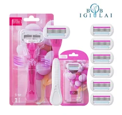 1 Handle +9 Blades/ Women Safety razor Blade Face/ Leg/ Armpit/ Bikini Beauty Hair Removal Shaving Blade Compatible Venus Shaver