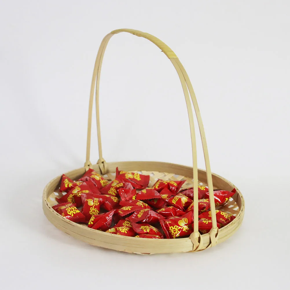 

Bamboo Basket Fruit Hand Weaving Dessert Organizer Storage Container Handmade