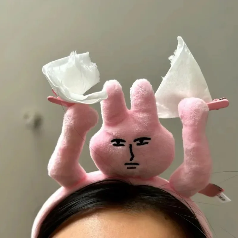 1-20PCS Cartoon Headband Pink Bunny Ear Design Quirky Fun Women Hair Accessory Independence Day Casual Outfit Wear