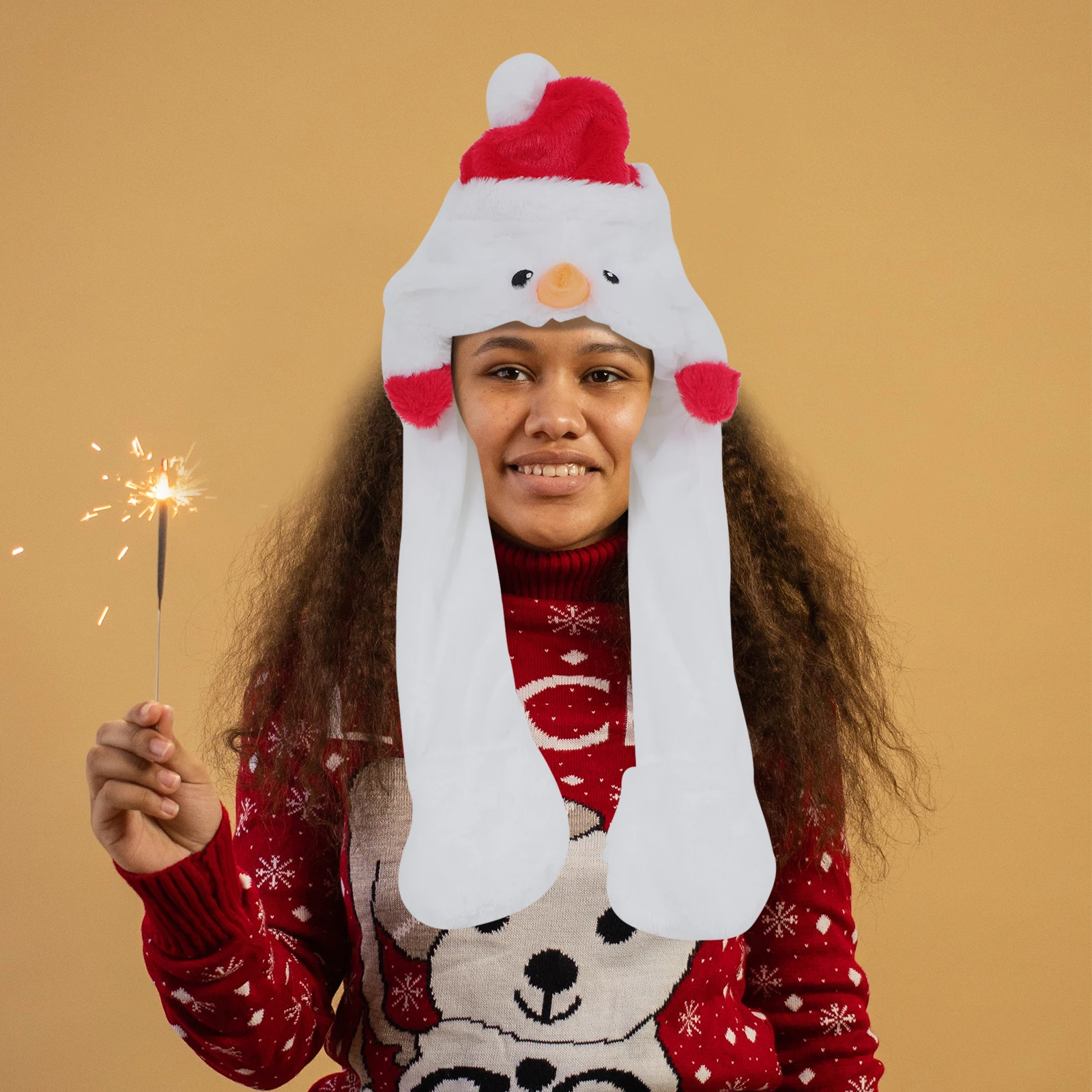 

Decorative Snowman Hat Glowing Xmas Caps Winter Kids Rabbit Hat Party Accessories Holiday Gifts Christmas Decorations Mini
