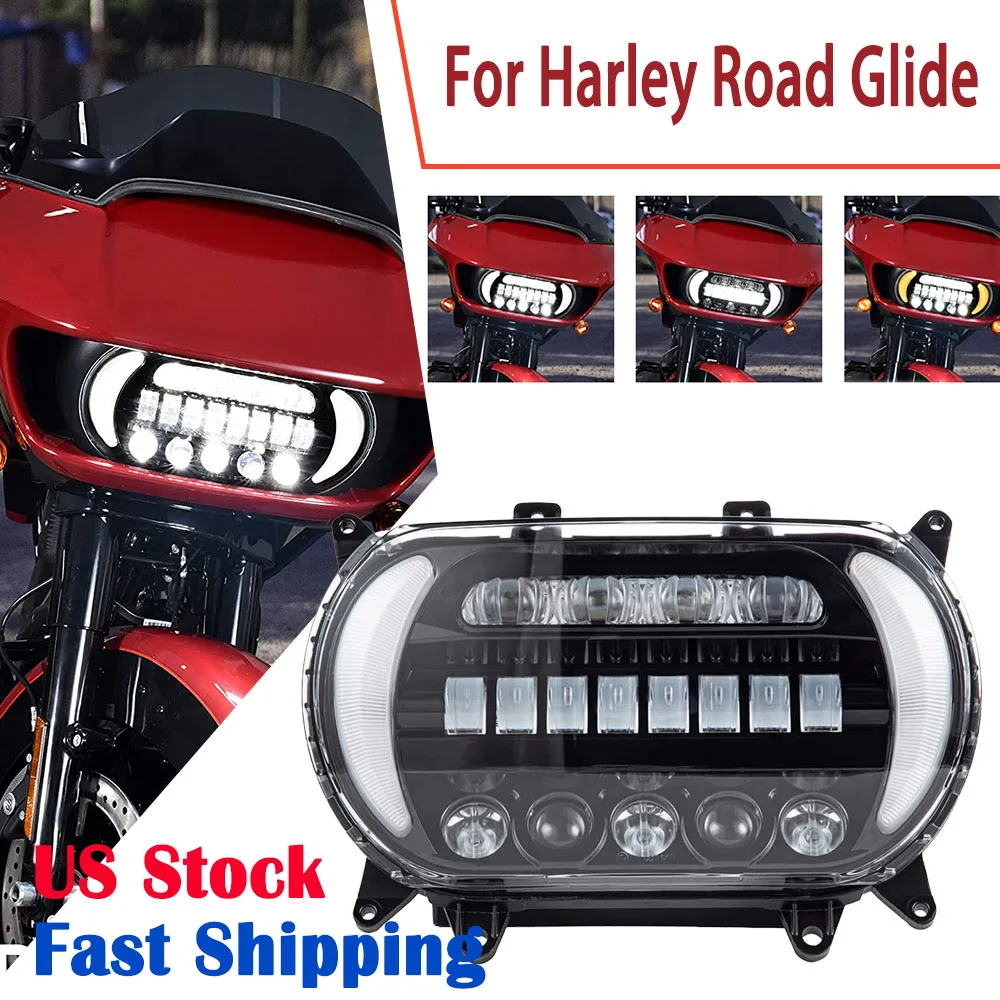 

LED Projection headlamp Turn Signal light DRL For Harley Road Glide 2015-2022 Plug&Play Motorcycle headlight For road glide