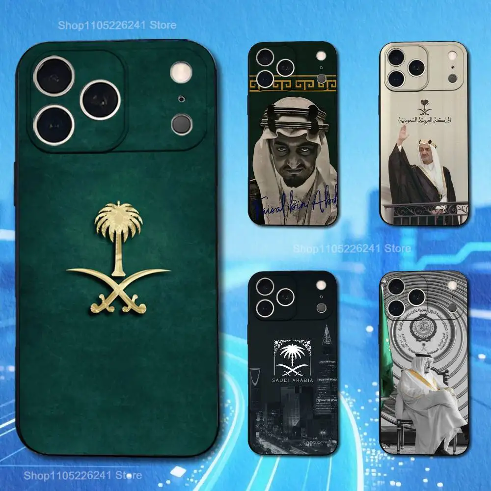 

Kingdom OF Saudi Arabia Flag Phone Case For iPhone 17,16,15,14,13,12,11,Plus,Pro Max,XS,X,XR,SE,Mini,8,7,Soft Silicone Black