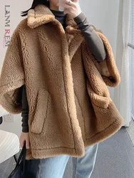 LANMREM Cape Faux Fur Coat Loose Korean Version Versatile Loose Warm Coat Female Luxury Clothing 2024 Autumn Winter New 2DA8014