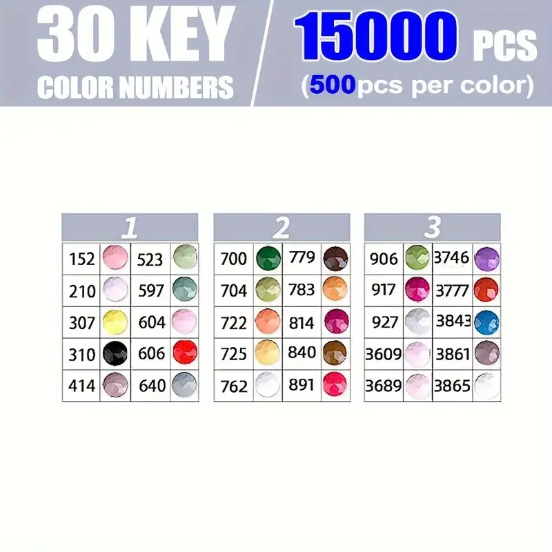 30 Vivid Colored Diamond Painting Kits (500 Diamonds Each), Suitable for DIY Diamond Painting, Nail Art, and Other Decorations - view 3