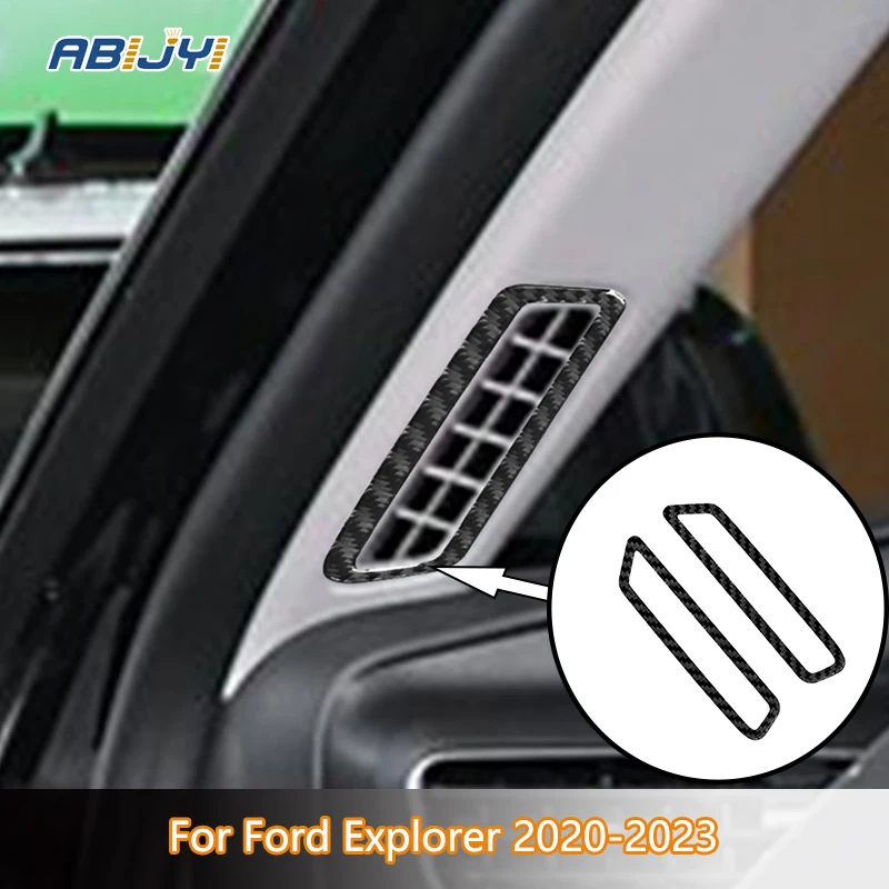 

Front Door Air Vent Frame Carbon Fiber Interior Stickers Fits both Horizontal & Vertical Screens For Ford Explorer 2020-2023