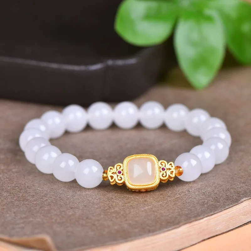 

Natural Exquisite Gold Silk Jade "Fashion" Bracelet, Classic Retro Ethnic Style Bracelet.