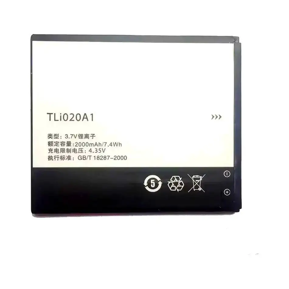 بطارية الهاتف المحمول Tli020a1 2000Mah ل الكاتيل بلمسة واحدة البوب C7 7040 OT-7040 OT-7040D Tcl J738M J736L D920