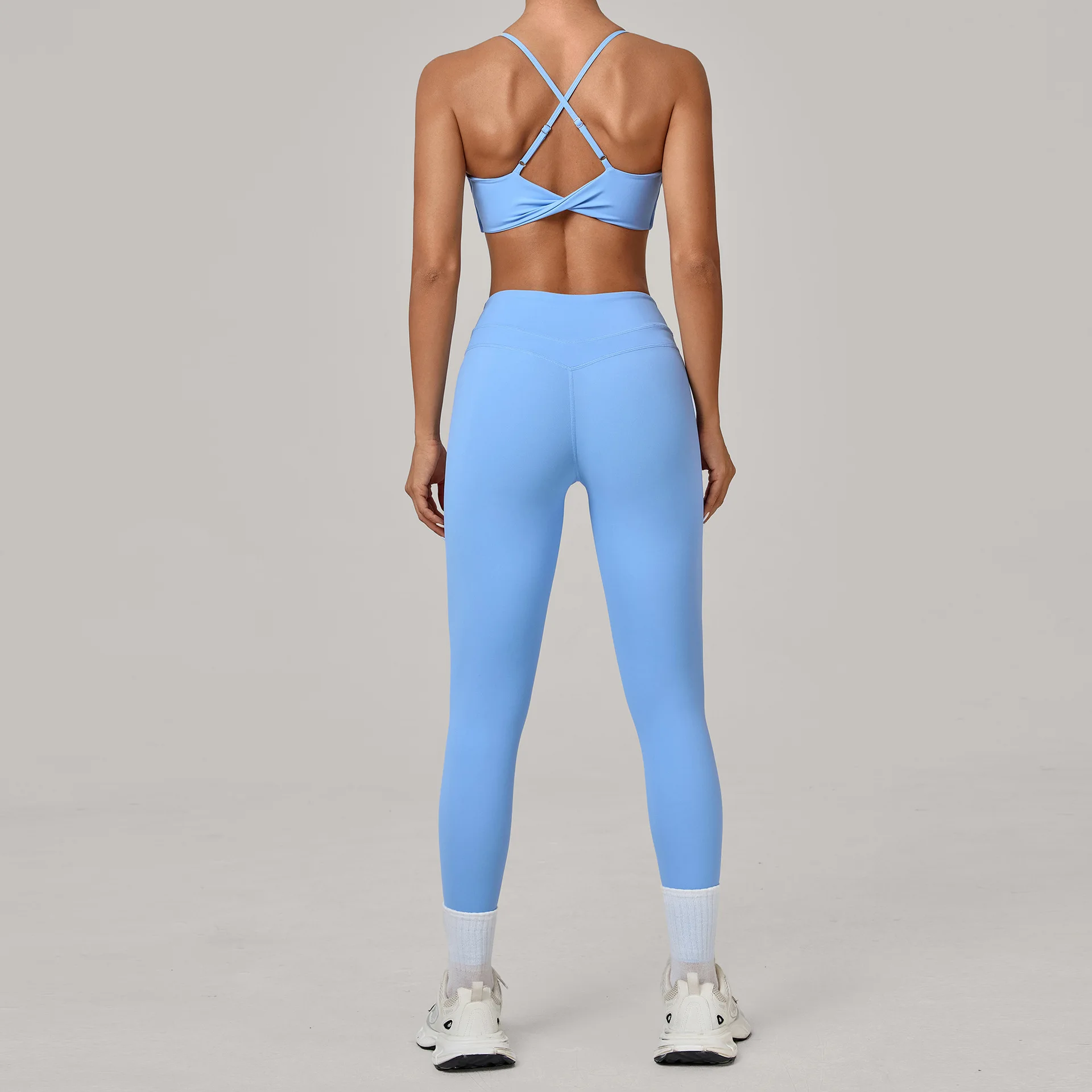 

2 Pieces Women's Tracksuit Yoga Set Sportswear Gym High Waist Leggings Sexy Cross Back bra Beautiful back Fitness Sports Suits