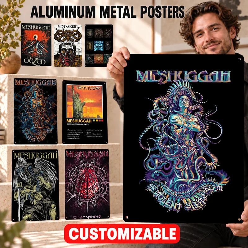 Meshuggah Textured Metal Posters Aggressive Stage Design Collector Room Wall Art Customized Aluminum Sign Memorable Decor Gift
